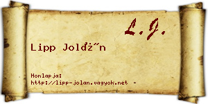 Lipp Jolán névjegykártya
